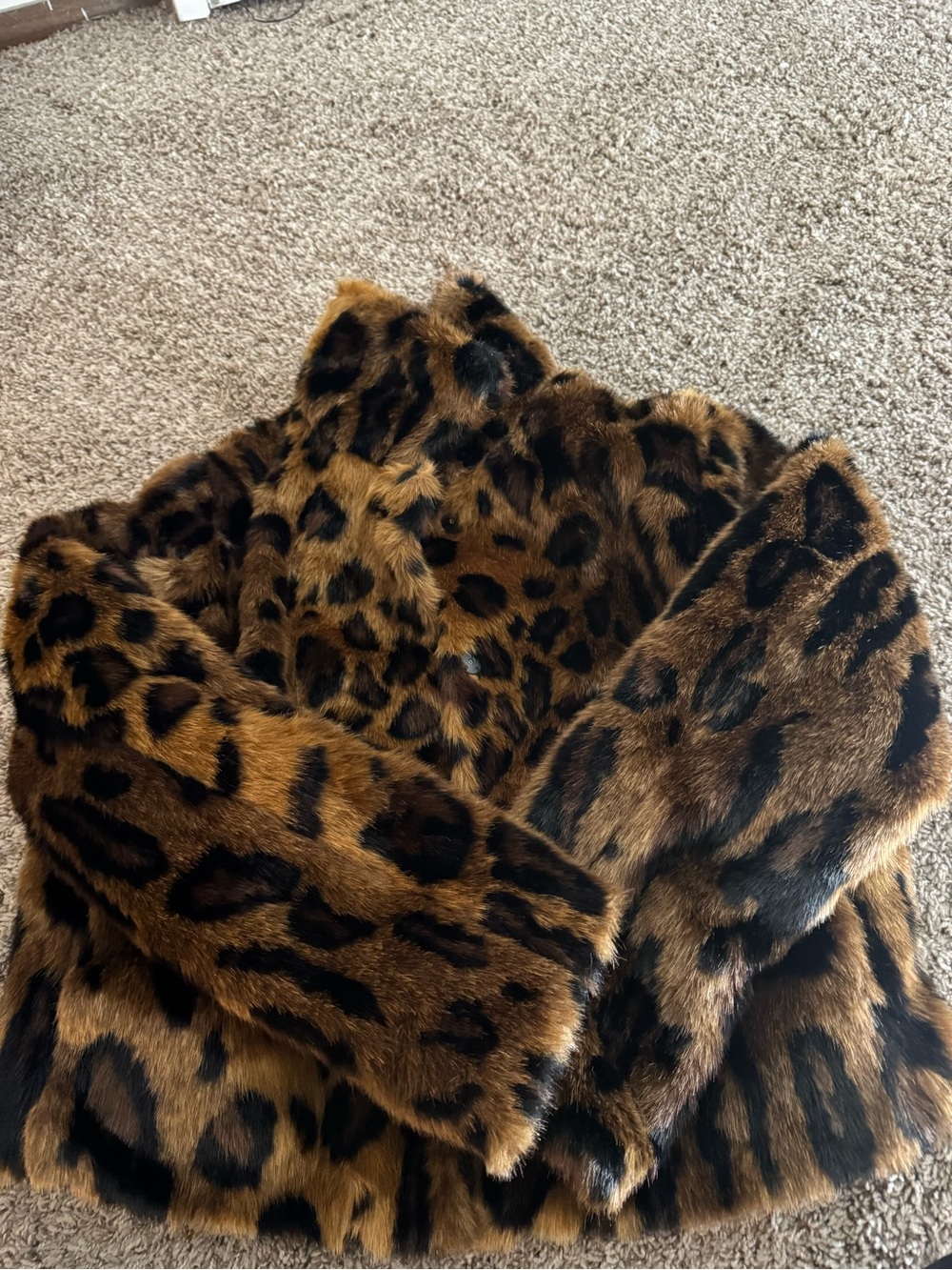 H&M Leopard Print Faux Fur Teddy Jacket - Brown & Black